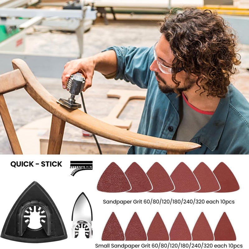 CONNOO 158 Pack Oscillating Saw Blades, Oscillating Tool Blades with Sandpaper, Multitool Bi-Metal Blades Kits for Wood Metal Plastics Quick Release Fit Dewalt Ryobi Milwaukee Rockwell Makita - Image 5